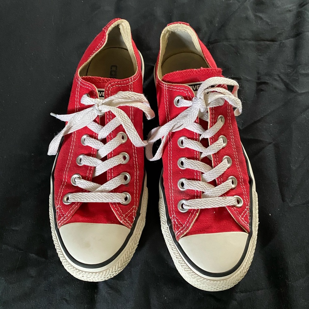 Red converse sneakers